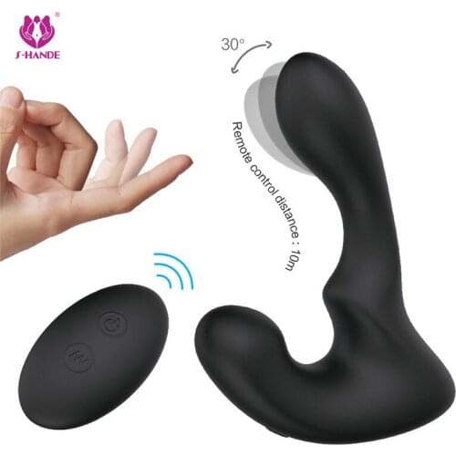 9 Speeds Vibrating Wireless Remote Control 30 Degree Tickling Male Prostate Massager Vibrator Butt Plugs Anal Sex Toys For Man