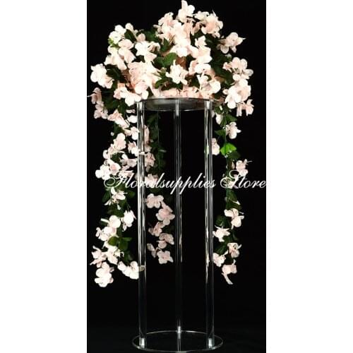 Acrylic Crystal Wedding Flower Ball Holder 65cm/80cm/100cm Table Centerpiece Clear Vase Stand Crystal Wedding Decoration