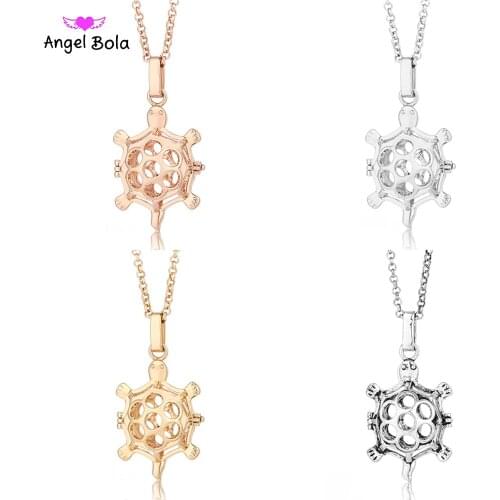 Lovely Tortoise Aromatherapy Essential Oil Pendant 23mm Animal Perfume Diffuser Cage Jewelry Long Chain Necklaces NL041