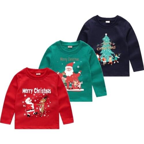 Black Friday special promotion Christmas Sweater Boys And Girls Cute Print Long Sleeve Santa Claus Pattern Top New Year Clothes