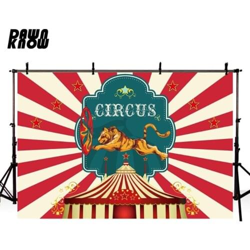 DAWNKNOW Cartoon Circus Photography Background Baby Photocall Tiger Photo Shoot Backdrop Children Photo Studio lv2688