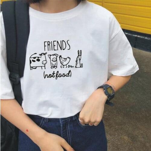 Harajuku T Shirt Women Tops Summer Short Sleeve Women T Shirt Funny Friends Not Food Printed Tee Shirt Femme Camiseta Mujer