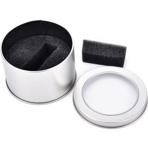 Practical Silver Case Tin Display Gift Box Storage Watch Winder Jewelry Nice Sponge Round Organiser