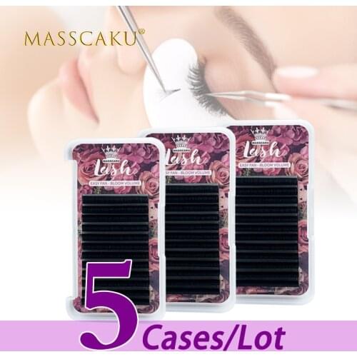 5case/lot MASSCAKU B C D curl blooming easy fans easily make private label one second auto flowering faux cil eyelash extension