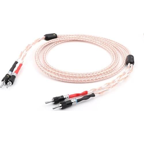 Pair HiFi Speaker Wire Speaker Cable with Rhodium Plated Banana Plugs 10AWG (OFC) Speaker wire