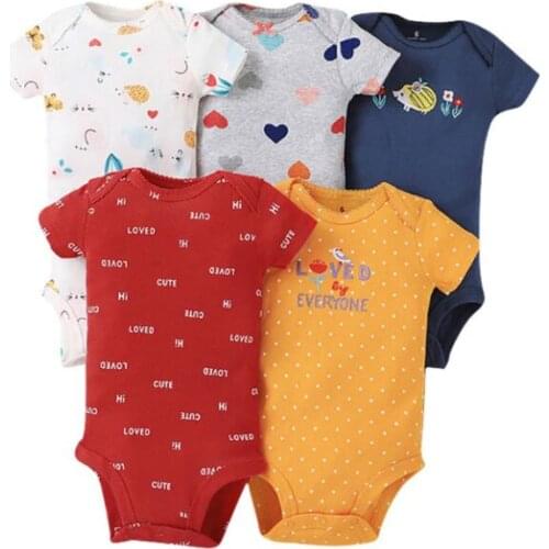 5PCS/LOT Newborn Baby Girl Boy Romper 2021 Summer Spring Top Quality 100% Cotton Short Sleeves 0-24M Infant Baby Jumpsuit