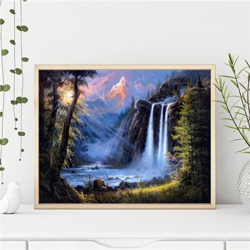Beautiful Forest Waterfall Scenery Canvas Prints Picture Modular Paintings For Living Room Poster On The Wall Home Decoration