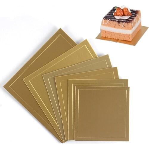 10Pcs Square Mousse Cake Boards Cake Base Gold Silver Cupcake Dessert Tray for Wedding Birthday Party 6, 8, 10, 12, 14 Inches