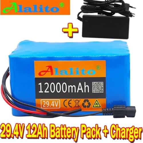 7S5P 24v 12Ah battery pack 250w 29.4V 12000mAh lithium ion battery for wheelchair electric bicycle pack with BMS + charger