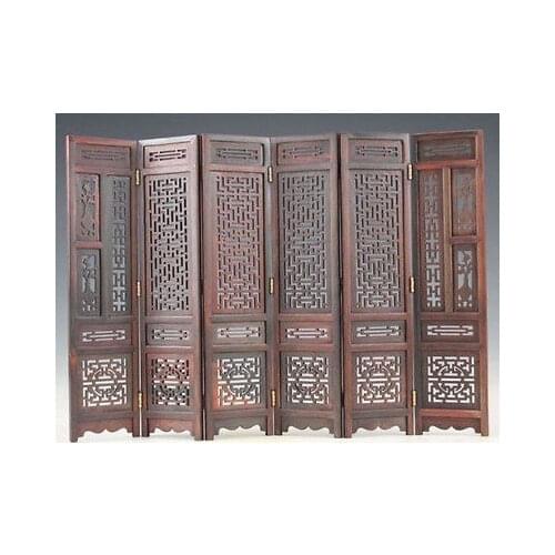 Mini )Exquisite Chinese Classical Hand-carved Rosewood Flower Designs Folding Screen