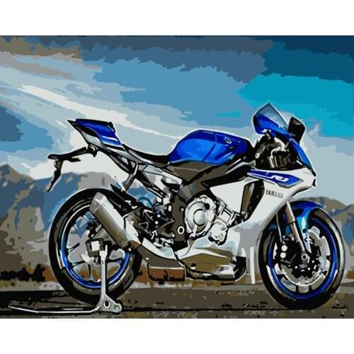 Painting By Numbers DIY Dropshipping 40x50cm Blue off road motorcycle Still life Canvas Wedding Decoration Art picture Gift