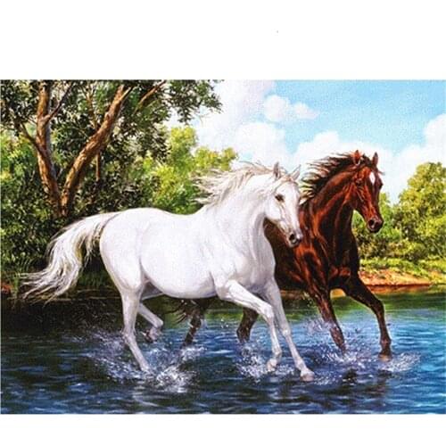 Animal Horse DIY Embroidery Cross Stitch 11CT Kits Craft Needlework Set Cotton Thread Printed Canvas Home Decoration Wholesale