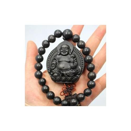 Natural leaflet boxwood, wood carving, Manjusri Bodhisattva pendant, handicrafts accessories