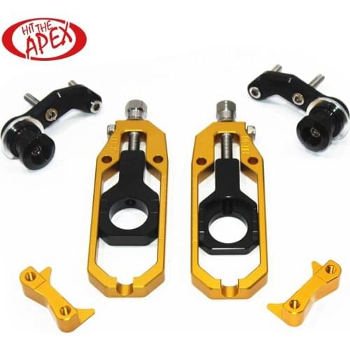 Chain Adjuster Tensions Fit for Aprilia RSV4 2009 2010 2011 2012 2013 2014 CNC Catena Rear Axle Spindle With Swing arm Spools