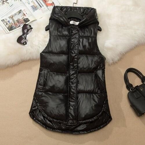 2021 New Autumn Winter Coat Womens Cotton Vest Loose Hooded Short Womens Waistcoat Large Size Women Sleeveless Jacket X396