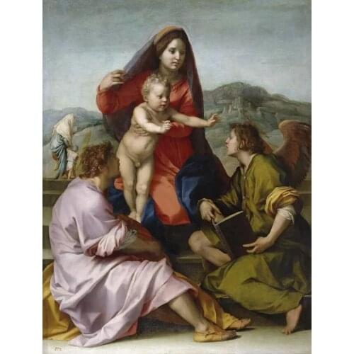 Wholesale oil painting # HOME Church Religious ART Sarto, Andrea del - The Virgin and Child between Saint Mathew and an Angel