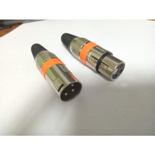 10 Set orange 3 pin XLR Audio Cable Connector MIC Male Plug + Female Jack adapter Selling