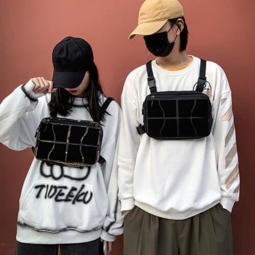 Women Casual Oxford Waistcoat Streetwear Vest Waist Packs Fashion Hip Hop Multi-pocket Crossbody Shoulder Chest Bag Unisex