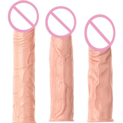 Penis Extender Cock Enlargement Penis Sleeve Men Sex Toys Delay Ejaculation Reusable Condom