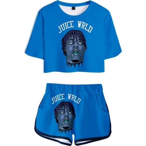 Salute to Rapper Juice WRLD Hip hop emo trap Lucid Dreams 3D Two Pieces sets Women Fashion girl Casual T-shirt+shorts Clothes