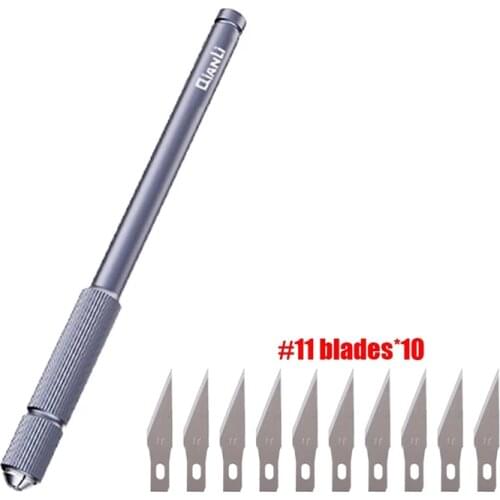 11pcs/lot Scalpel Knife Non-Slip Handle Wood Paper Cutter Engraving Knives Blade for Crafts Arts Drawing DIY Hand Tools