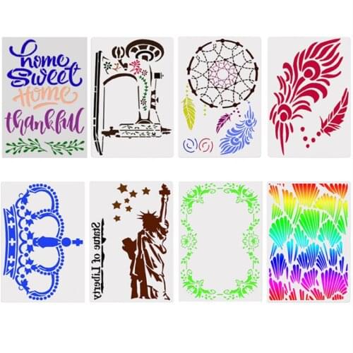 2pc Stencils Painting Wall Scrapbooking Photo Album Embossing Bullet Journal Stencils Graffiti Drawing Template Theme Lace Ruler