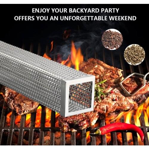 BBQ Smoker Tube Round Sqaure Shape Perforated Mesh Smoker Tube for Barbecue Grill Generator Smoker Filter Tool