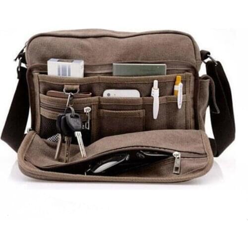 Mens Canvas Bag Vintage Messenger Bag Multifunction Canvas Bags High Quality Men Business Bag for Male Travel briefcase XA108WC