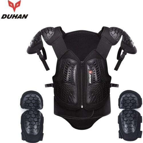 DUHAN Motocross Off-Road Racing Body Armor Motorcycle Motorbike Riding Protector Jacket Vest Chest Protective Gear Elbow Pads