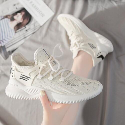 2021 New Women Sneakers Spring Summer Girl Student Cool Breathable Knit Casual Sport Shoes Vulcanized Shoes