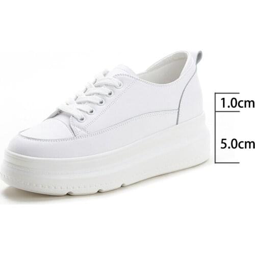 Fujin women shoes platform flats white genuine leather air mesh hollow thick sole wedge heel zapatos para mujer elegante