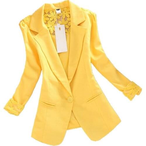 Fashion Blazer Womens 2020 New Spring Autumn Jacket Short Hook flower Hollow One Button Suit Blazer Women Office Clothes A853