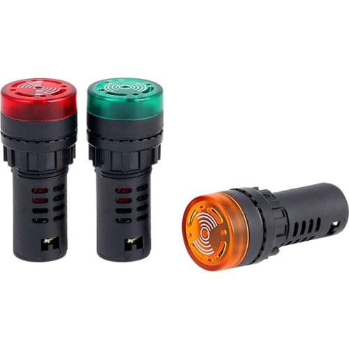 1pc AD16-22SM 12V 24V 110V 220V 380V 22mm Flash Signal Light Red LED Active Buzzer Beep Alarm Indicator Red Green Yellow Black