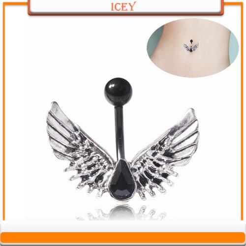 Human Body Puncture Ornaments Black Wing Navel Nail Navel Buckle Accessories