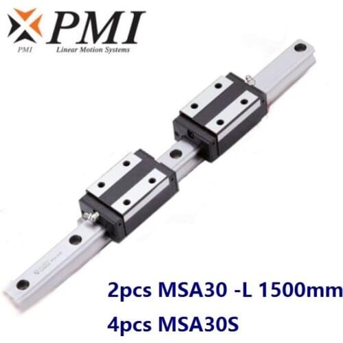 2pcs origial Taiwan PMI MSA30 -L 1500mm linear guide + 4pcs MSA30S carriage blocks for CNC router