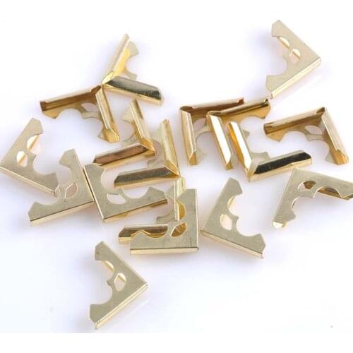 40Pcs Metal Book Corner Cantoneira Trilateral Albums Menus Folders Box Corner Protectors Frame Decor Gold 16x16x2.5mm CP1058