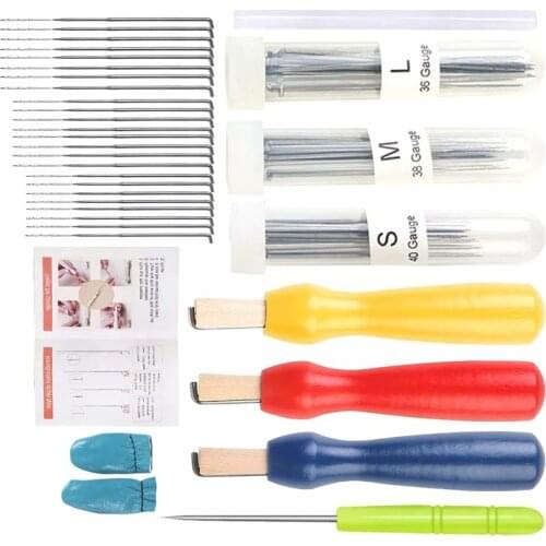 LMDZ 60 Pcs Felting Needles with Needle Felting Tool Holder, Glue Stick, Finger Cot, Felting Supplies, Awl, Needle Felting Tool