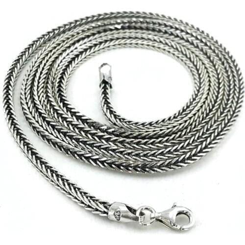 80 cm Fox Tail Model Pentacle Silver Men Chain