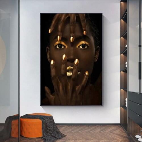 African Art Woman Portrait Canvas Painting Make Up Figure Posters and Print Cuadros Wall Art Picture for Living Room Home Decor