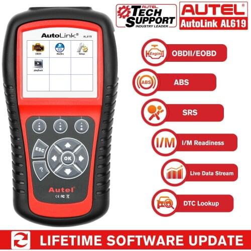 Autel AL619 ABS/SRS OBD2 Scanner Car Diagnosic Tool One-Click OBDII Scanner Car Code Reader Scanner Automotive Diagnostic Tool