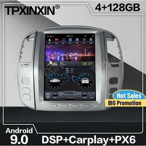 128G Tesla Screen Carplay Android 9 Car Radio 2 Din Stereo Receiver For LEXUS LX470 2002 2003 2004 2005 2006 2007 GPS Audio Unit