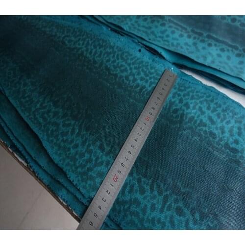 Large Blue green oil wax skin grain genuine sand snake skin nature leather whole piece craft material for wallet handbag