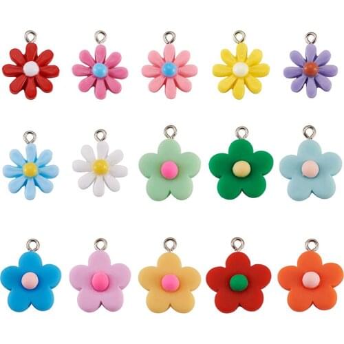 1 Set Flowers Resin Pendants Florial Cute Charms Connector For DIY Necklaces Bracelets Earrings Jewelry Making Accessories Decor