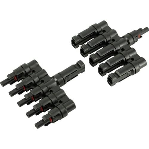 Electrical Pv Photovoltaic Connector 1pair X Pv T Branch Parallel Connection 30a Solar Panel Cable Wire Connect One In Five Out