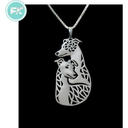 G.SKY (Buy One Get One More for Free) Whippet Couple Dog Necklace Greyhound Dog Jewelry Women