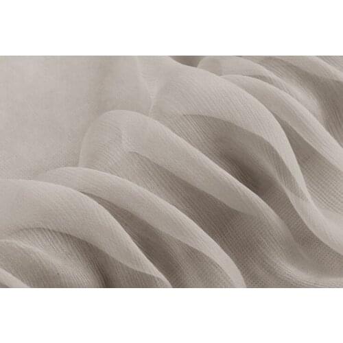 Howmay 100% pure silk fabric crinkle georgette 5m/m 135cm 51" light grey 48# lightweight soft tulle for scarf or dress