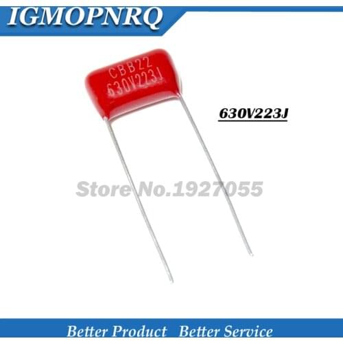 10PCS 630V223J 22NF Pitch 630V223 10MM 223 630V 0.022uF CBB 22NF Polypropylene film capacitor NEW 630V223J-P10