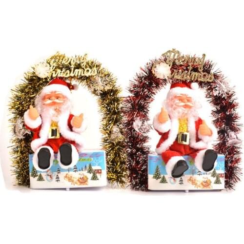 Colorful Luminous Electric Santa Sitting Garland Tinsel Santa Claus, Lighting Electric Singing Plush Doll Xmas Decor Gift