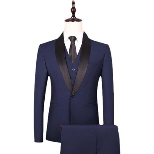 Jacket+Vest+Pants) Classic Men Suits Slim Wedding Groom Wear Male Business Casual 3 Piece Suit Trousers Gentlemen Costume S-4XL