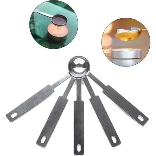 5 Pieces Stainless Steel Spoons Wax Seal Warmer Wax Melting Dissolve Spoons Weeding Invitation Card Sealing Accessories T84F